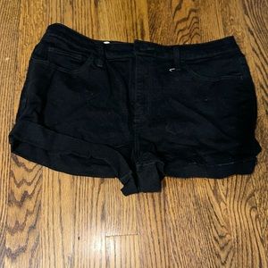 Black denim shorts